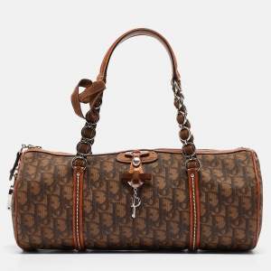 Dior Brown Oblique Coated Canvas Romantique Satchel