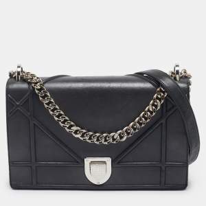 Dior Black Leather Medium Diorama Flap Shoulder Bag