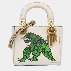 Dior White Limited Edition Niki De Saint Phalle Mini Dragon Calfskin Lady Dior