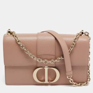 Pre Owned Dior Beige Leather Montaigne 30 Flap Shoulder Bag