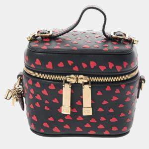 Dior Navy Blue/Red Leather Lady Dior Heart Micro Vanity Case