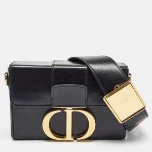 Pre Owned Dior Black Glossy Leather 30 Montaigne Box Bag