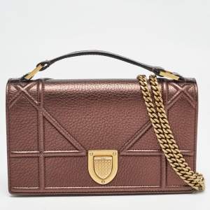 Dior Bronze Leather Diorama Top Handle Bag