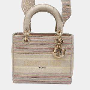 Dior Medium Embroidered Canvas Stripes Lady D-Lite