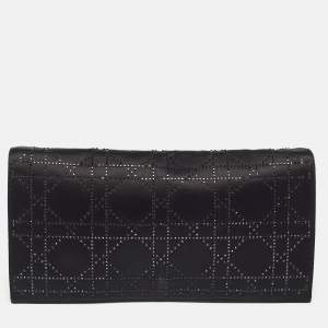 Dior Black Cannage Satin Lady Dior Clutch