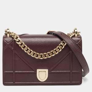 Dior Burgundy Leather Small Diorama Shoulder Bag