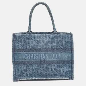 Dior Blue Oblique Denim Medium Book Tote