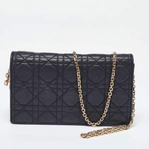 Dior Black Quilted Leather Lady Dior Chain Clutch