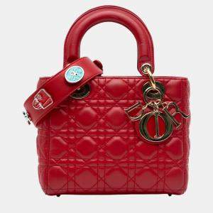 Dior Red Lambskin Leather Small My ABCDior Lady Dior Tote Bag