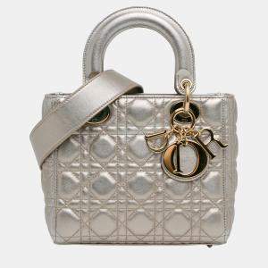 Dior Silver Small Lambskin Cannage My ABCDior Lady Dior