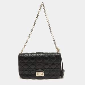 Pre Owned Dior Black Cannage Leather Medium Miss Dior Shoulder Bag