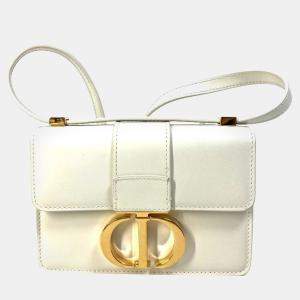 Dior White Leather 30 Montaigne Shoulder Bags