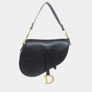 Dior Black Leather  Saddle Shoulder Bag