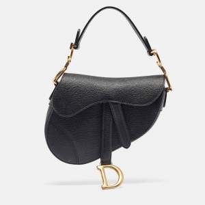 Dior Black Leather Mini Saddle Bag