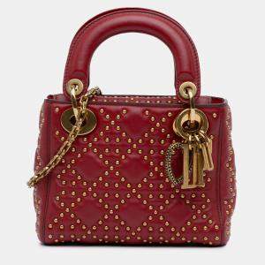 Dior Mini Lambskin Cannage Studded Supple Lady Dior Bag