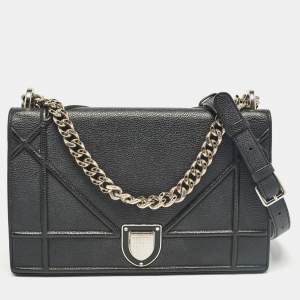 Dior Black Leather Medium Diorama Flap Shoulder Bag