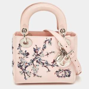 Dior Pink Ombre Leather Sequins Embellished Mini Lady Dior Tote