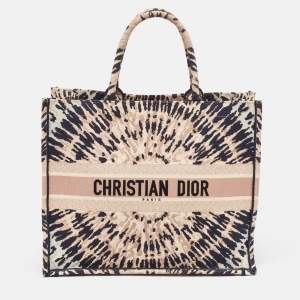 Pre Owned Dior Multicolor Canvas Tie & Dior Embroidered Book Tote