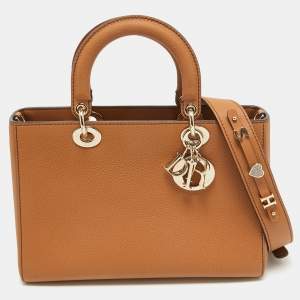 Dior Brandy Leather Medium Lady D-Sire My ABCDior Tote