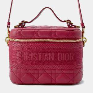 Dior Red Lambskin Leather Small Vanity Case Shoulder Bag