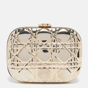 Dior Gold Cannage Metal Frame Clutch