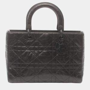 Dior Black Leather Lady D-Sire Macrocannage Handbag