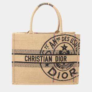 Christian Dior Beige Multicolor Canvas Dior Book Tote Medium Bag