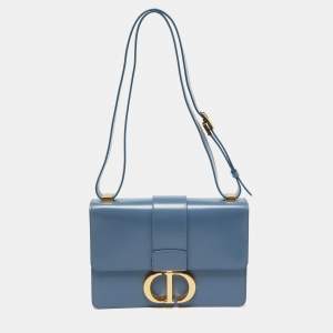 Pre Owned Dior Blue Leather 30 Montaigne Shoulder Bag
