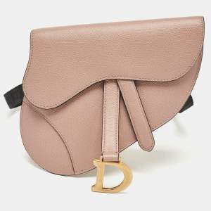 Dior Pink/Black Leather Saddle Belt Bag