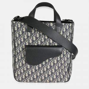 Dior Canvas and Leather Oblique Jacquard Saddle Tote Bag