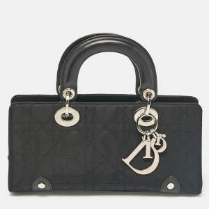 Dior Black Cannage Fabric and Leather Lady D-Joy Bag