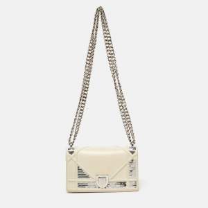 Dior Off White Leather and Sequin Mini Diorama Flap Bag