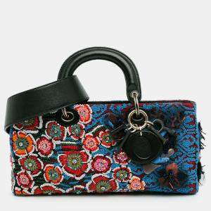 Dior Multicolour Beaded Flower Embellished Lady D Joy Medium Bag