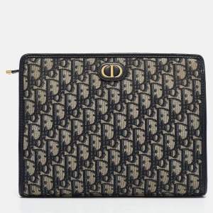Dior Navy Blue Oblique Jacquard Canvas 30 Montaigne Dea Pouch