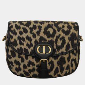 Dior Black, Beige Canvas Leopard Bobby Bag 