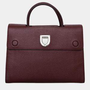 Christian Dior Burgundy Pebbled Leather Medium Diorever Bag