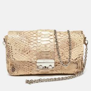 Pre Owned Dior Beige/Brown Python Leather Miss Dior Flap Bag