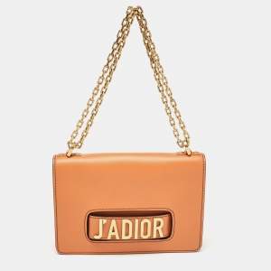 Dior Deep Orange Leather J'Adior Flap Chain Shoulder Bag