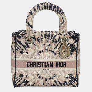 Christian Dior Medium Tie Dye Embroidery Canvas Lady D-Lite Bag