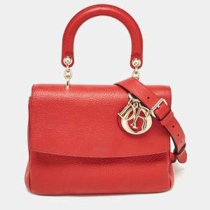 Dior Red Leather Small Be Dior Flap Top Handle Bag