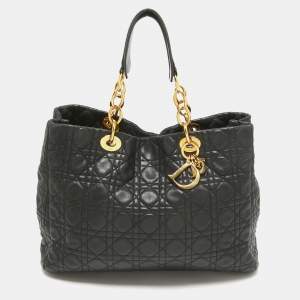 Dior Black Cannage Leather Soft Lady Dior Shoulder Bag