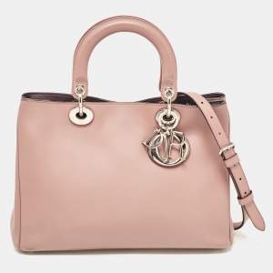 Dior Dusty Pink Leather Medium Diorissimo Shopper Tote