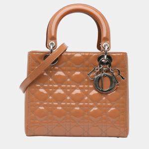 Dior Brown Medium Patent Cannage Lady Dior