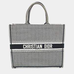 Dior White/Black Houndstooth Book Tote Bag