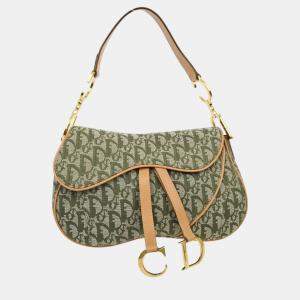 Christian Dior Green Trotter Double Saddle Handbag