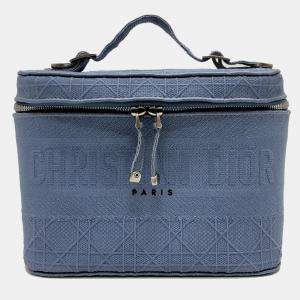 Dior blue Embroidery Vanity bag