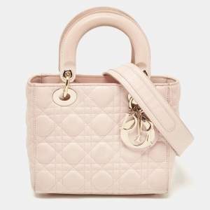 Dior Pink Cannage Leather Small Lady Dior My ABCDior Tote