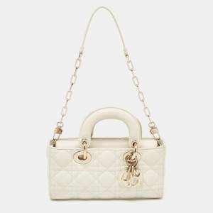 Dior Off White Cannage Leather Small Lady D-Joy Tote