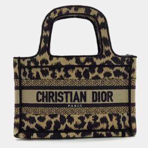 Dior Black Brown Fabric Mini Book Tote Bag