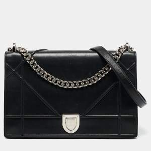 Dior Black Leather Large Diorama Flap Shoulder Bag